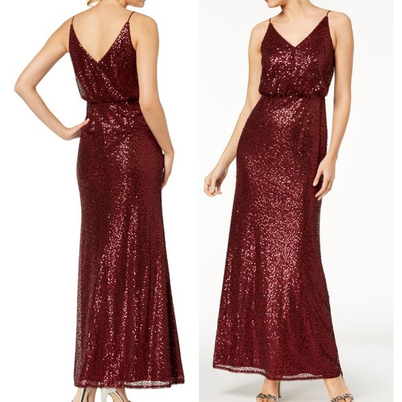 $179 ADRIANNA PAPELL New sequin party long gown M - Picture 3 of 14